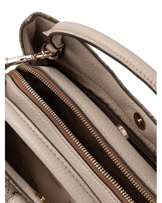 Guess Brown Monogram-Print Logo-Plaque Shoulder Bag