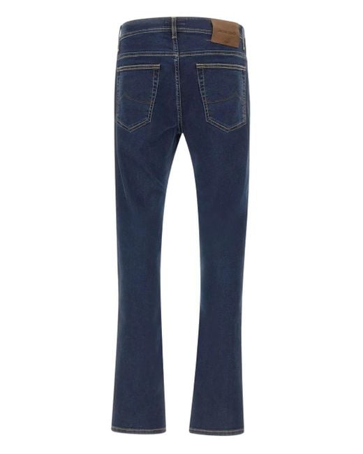 Jacob Cohen Blue Logo-Patch Jeans for men