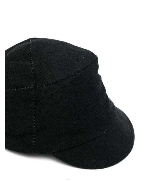 Forme D'expression Black Topstitched Panelled Cap for men