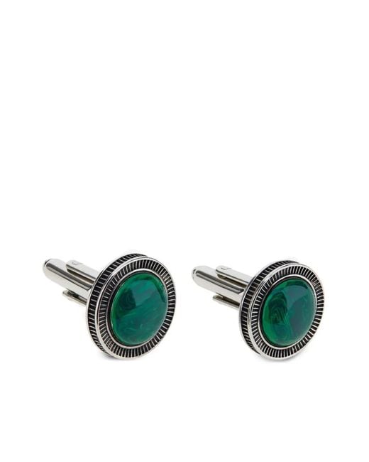 Roberto Cavalli Green Stone-Embellished Cufflinks for men