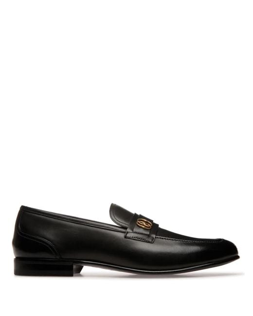 Bally Black Sadei Logo-Plaque Leather Loafers for men