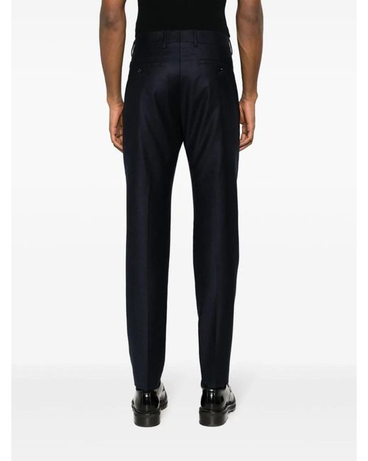 AMI Blue Tapered-Leg Wool Trousers