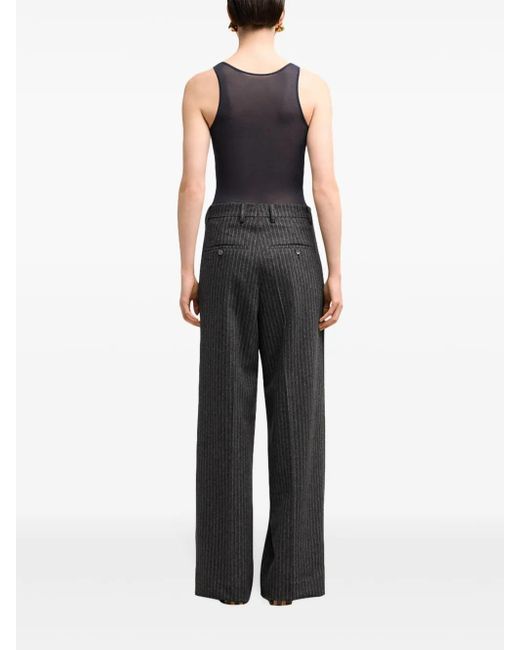 AMI Gray Pinstriped Tailored Trousers