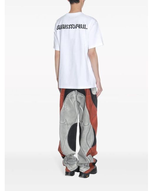 Kusikohc White Graphic-Print Cotton T-Shirt for men