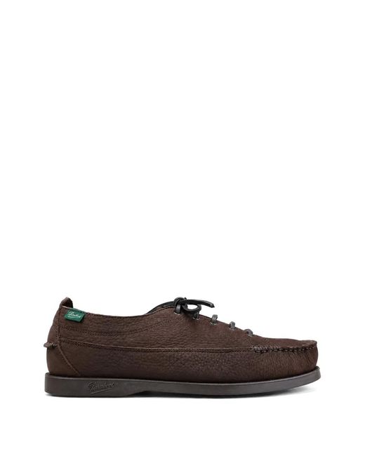 Paraboot Brown Malibu Pebbled-Leather Derby Shoes for men