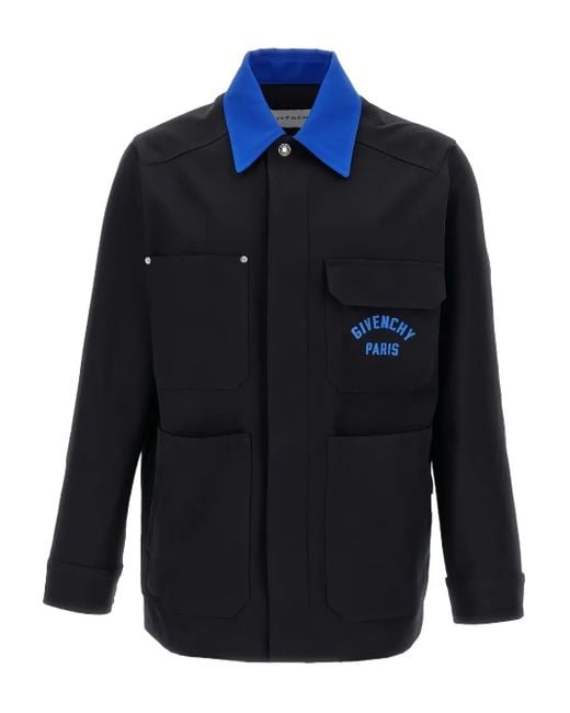 Givenchy Blue Logo-Embroidered Jacket