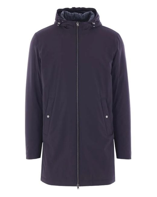 メンズ Herno フーデッド コート Blue