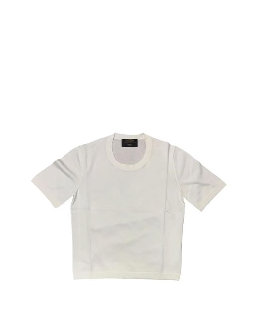 Gran Sasso White Short-Sleeve Crewneck Knitwear
