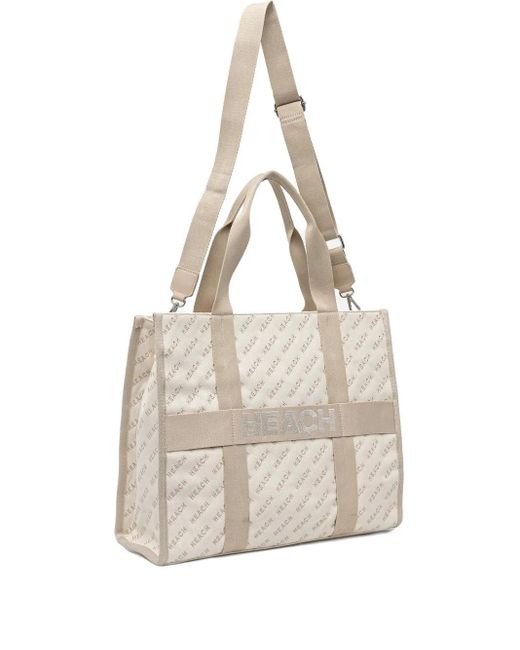Silvian Heach White Logo-Plaque Tote Bag