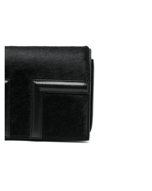 Totême Black Mini T-Flap Tote Bag