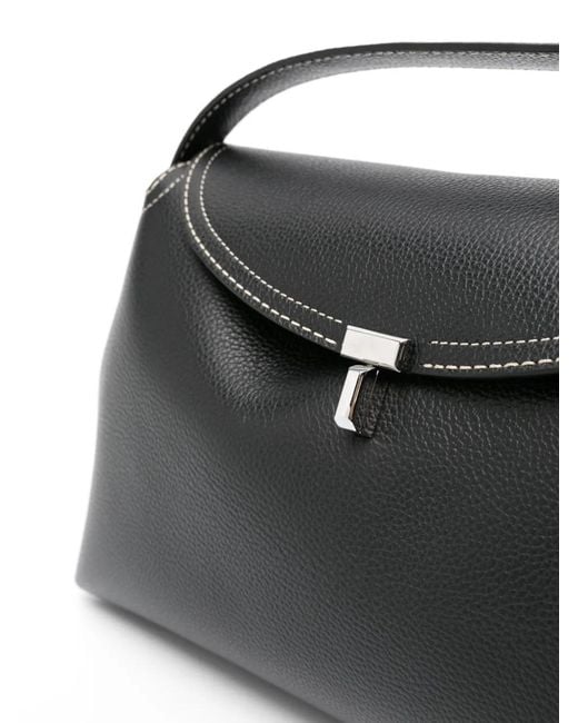 Totême Black T-Lock Grained-Leather Top Handle