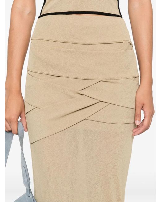 Nanushka Natural Draped-Panel Maxi Skirt