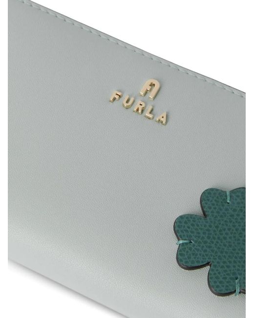 Furla Gray Camelia Large Flower-Patch Wallet