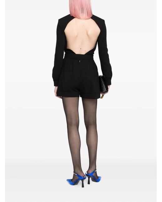 Saint Laurent Black Open-Back Belted Playsuit
