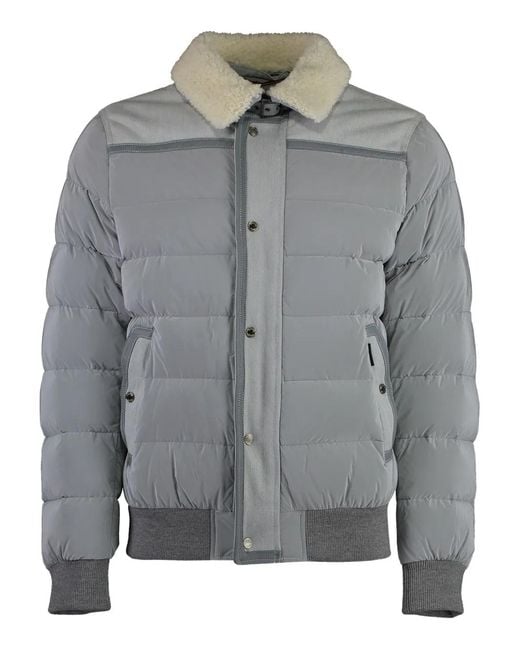 Moorer Gray Shearling-Collar Down Jacket for men