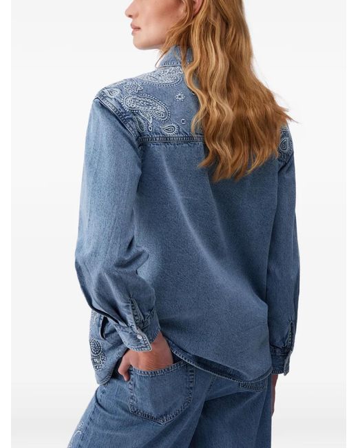Liu Jo Blue Denim Shirt With Embroidery