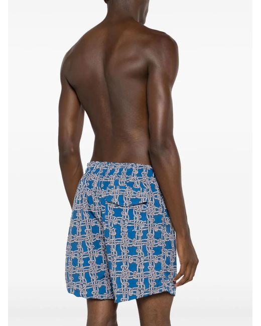 Amir Slama Blue Knot-Print Swim Shorts for men