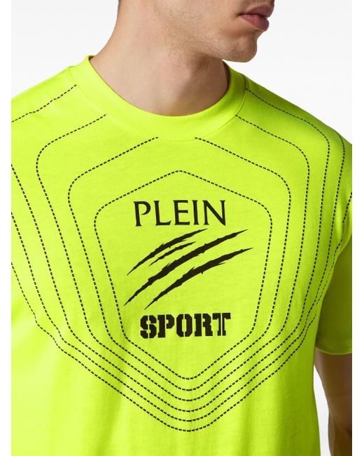 Philipp Plein Yellow Logo-Print Cotton T-Shirt for men