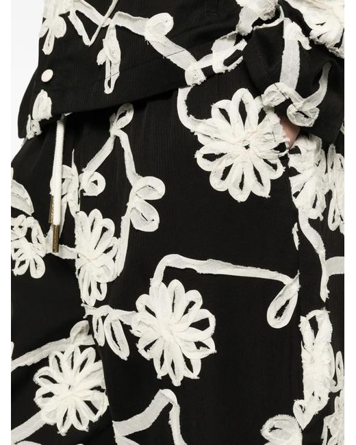 Honor The Gift White Embroidered Drawstring Trousers for men