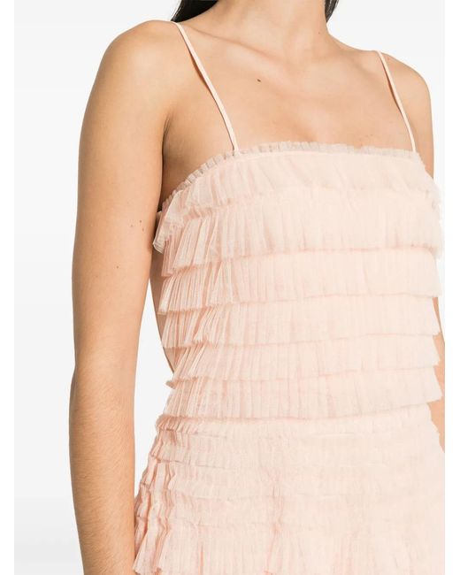 Robe Mi-Longue En Tulle À Volants Twinset en coloris Pink