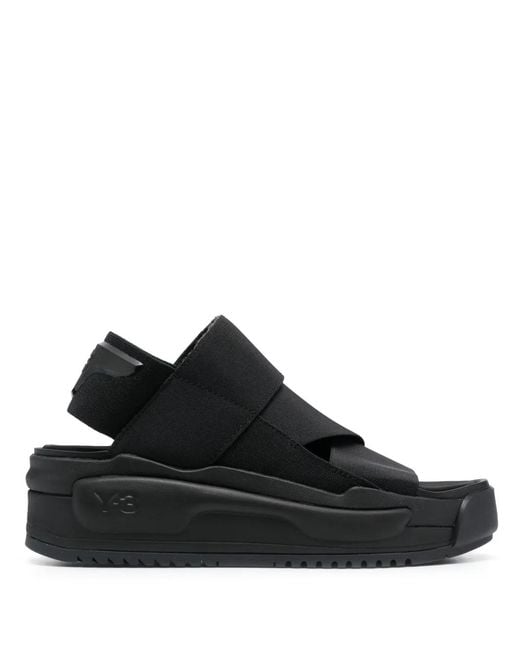 Y-3 Black Rivalry Elasticated-Strap Sandals