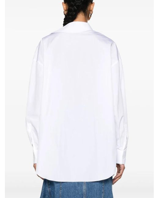 McQueen White Rose-appliqué Shirt