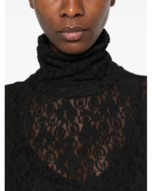 Dixie Black Lace Roll-Neck Top