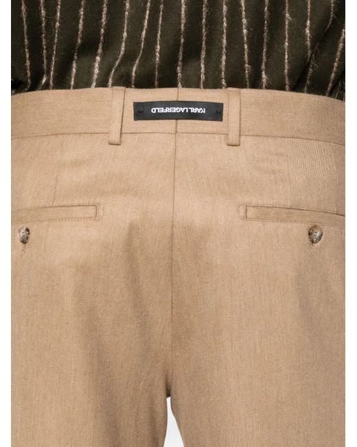 Karl Lagerfeld Natural Pressed-Crease Trousers for men