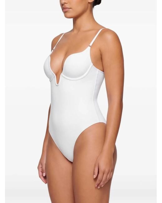 Fleur du Mal White Seduce U-Plunge Swimsuit