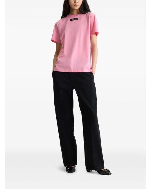 Patou Pink Logo-Appliqué T-Shirt