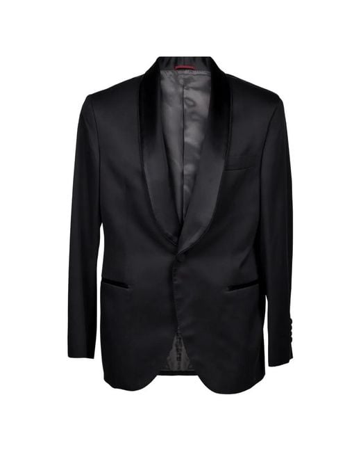 Brunello Cucinelli Black Silk Shawl-Lapel Tuxedo Blazer for men