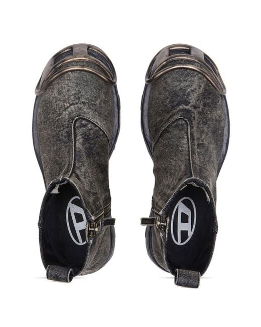DIESEL Black D-hammer Zip D Denim Ankle Boots for men