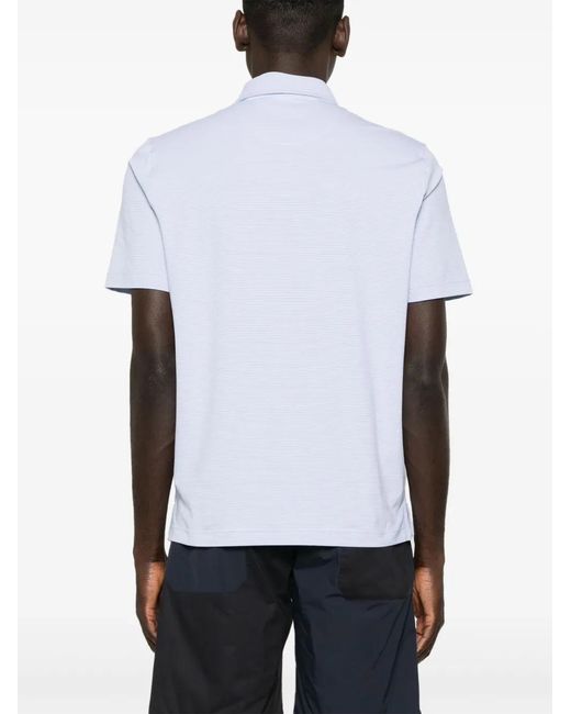 Fedeli White Zero Striped Jersey Polo Shirt for men