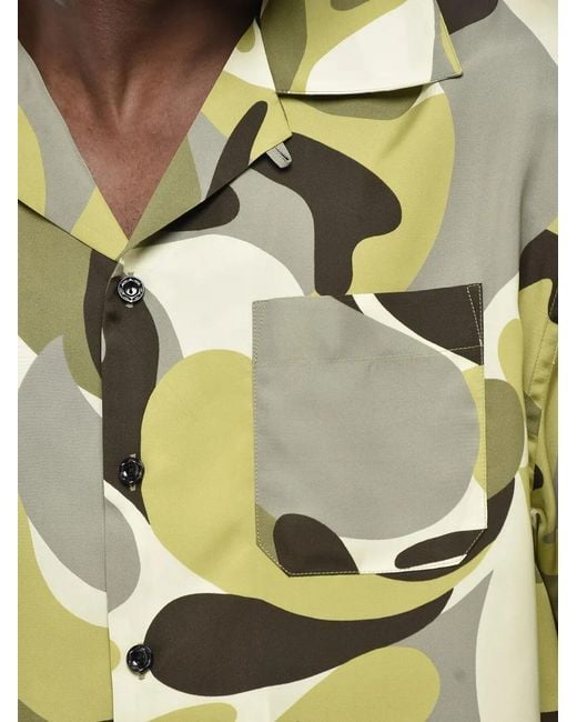 Marni Green Abstract-Pattern Bowling Shirt for men
