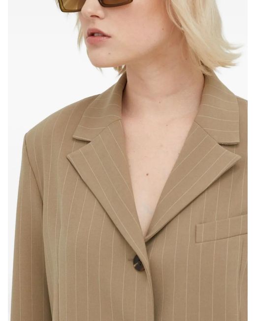 Samsøe & Samsøe Natural Pinstripe Single-Breasted Blazer