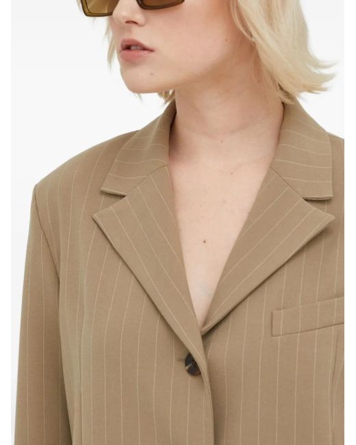 Samsøe & Samsøe Natural Pinstripe Single-Breasted Blazer