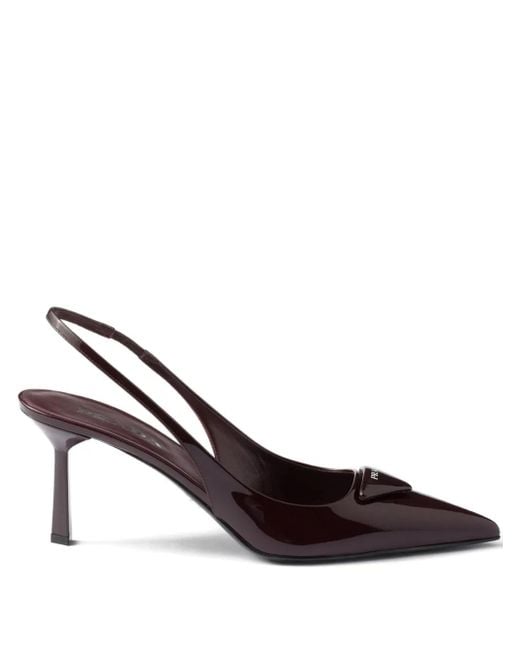 Prada Brown Patent Leather Slingback Pumps 75