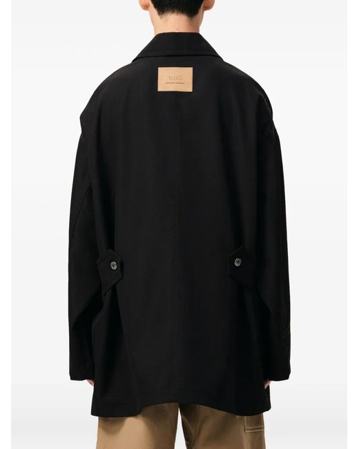 AMI Black Buttoned Wool Worker Jacket