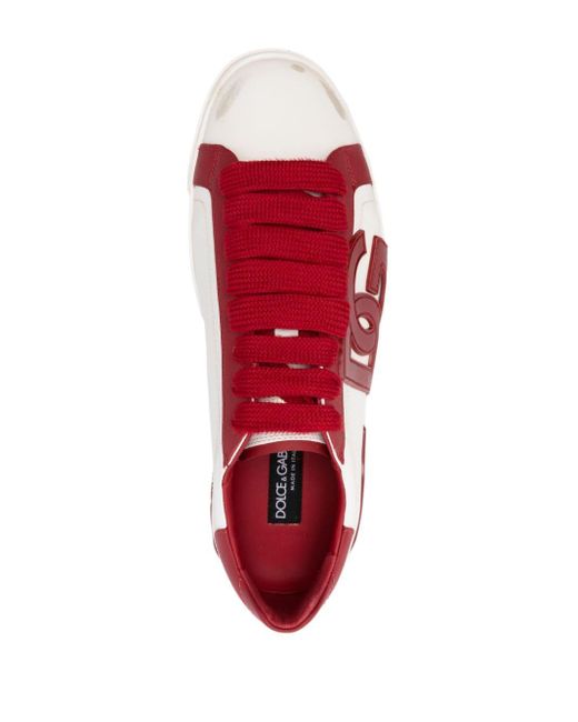Dolce & Gabbana Portofino Leren Sneakers in het Red voor heren