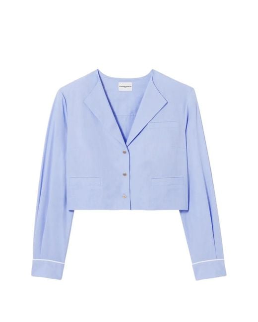 Claudie Pierlot Blue Cropped Long-Sleeve Shirt