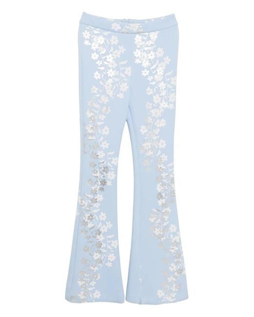 Cynthia Rowley Blue Floral-Print Trousers
