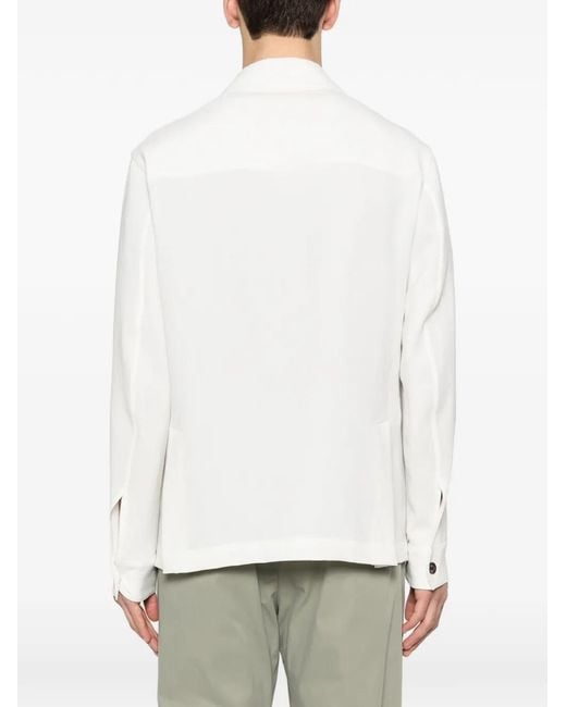 Montecore White Buttoned Flap-Pocket Overshirt for men