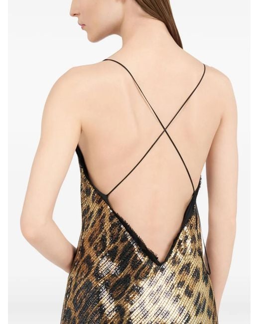 Roberto Cavalli Natural Jaguar-Print Embellished Maxi Dress