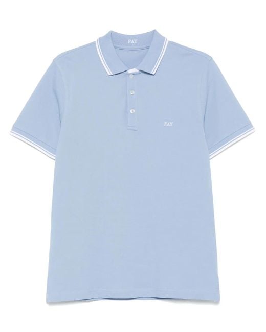 Fay Blue Logo-Embroidered Polo Shirt for men