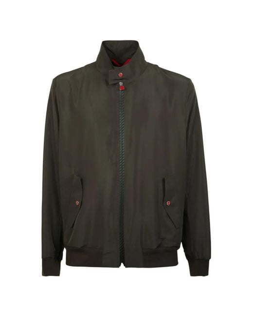 Kiton Black Zip-Up High-Neck Jacket for men