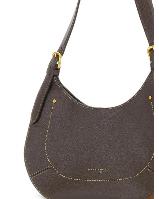 Gianni Chiarini Gray Gabry Leather Shoulder Bag