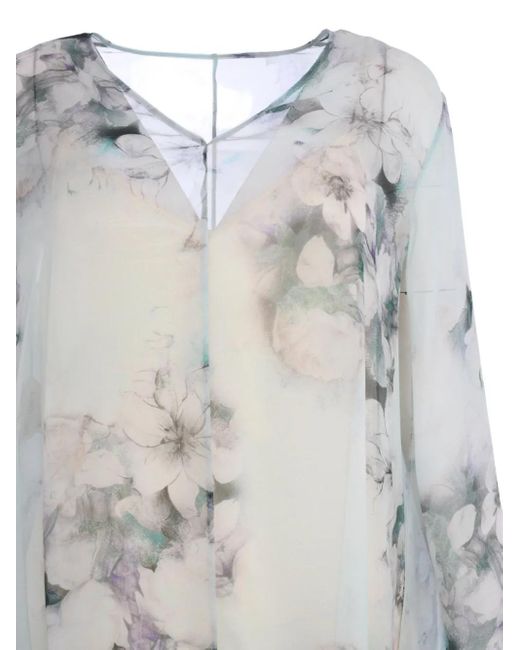 Alberta Ferretti White Floral-Print Maxi Dress