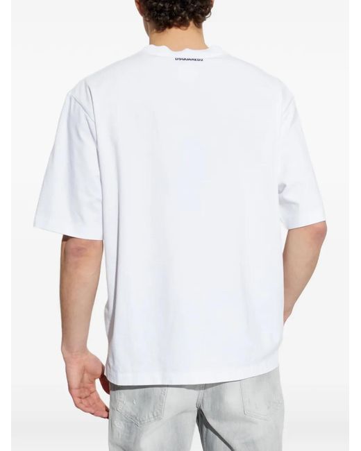 DSquared² White T-Shirt À Logo Appliqué for men