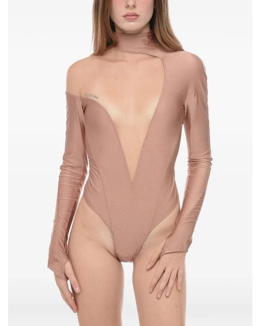 Mugler Pink Mesh-Insert Bodysuit