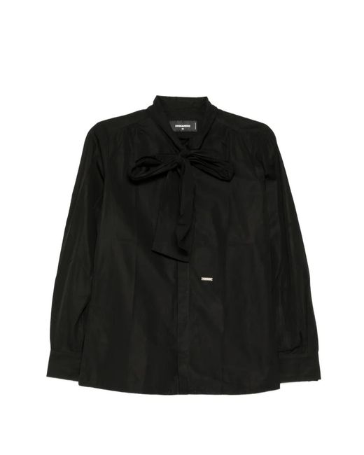 DSquared² Black Cotton Tie-Neck Shirt